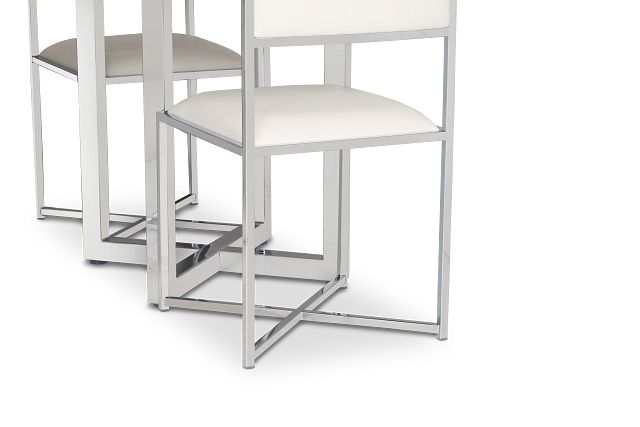Amalfi White Marble Rectangular Table & 4 Metal Chairs