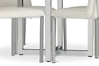 Amalfi White Glass Round Table & 4 Upholstered Chairs