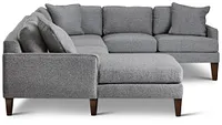 Morgan Dark Gray Fabric Medium Left Chaise Sectional W/ Wood Legs