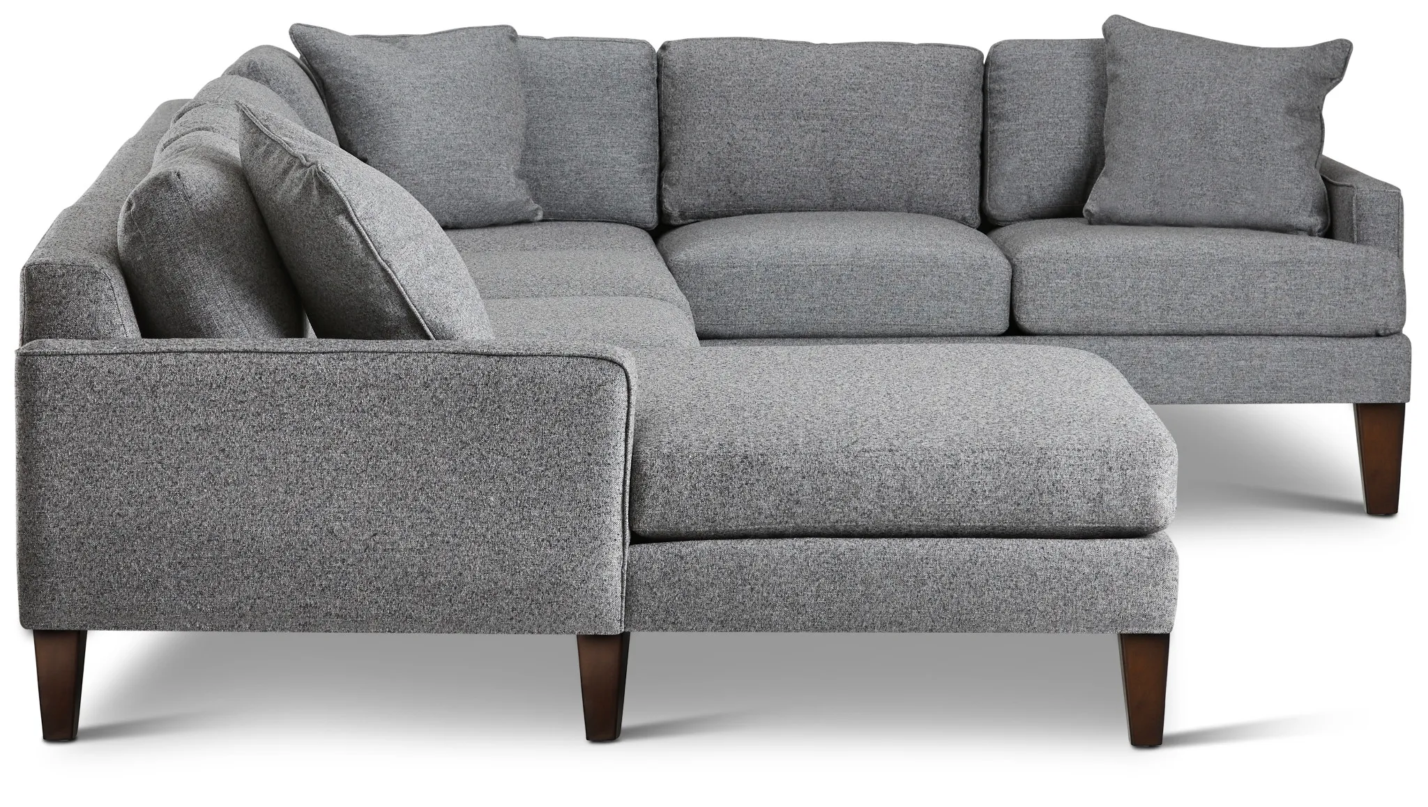 Morgan Dark Gray Fabric Medium Left Chaise Sectional W/ Wood Legs