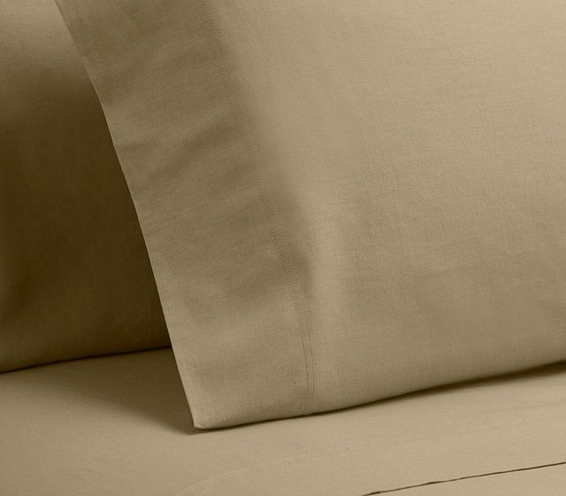 Linen Blend Khaki Set Of 2 Pillowcases