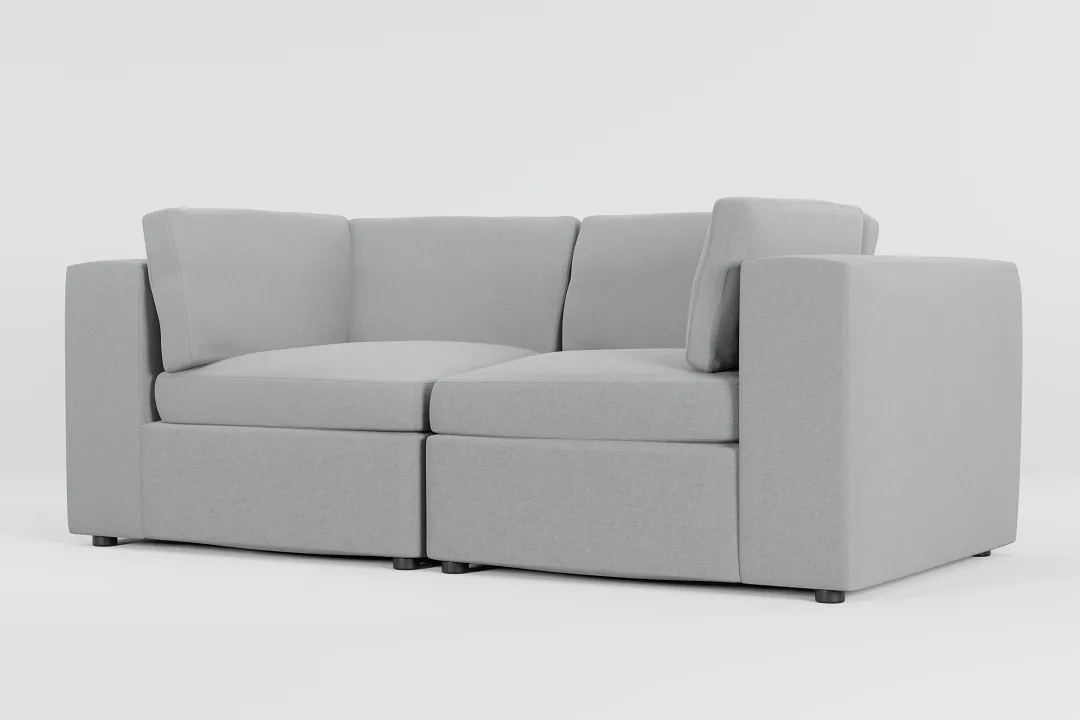 Destin Suave Gray Fabric 2-piece Modular Sofa