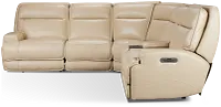 Casey Light Beige Lthr/vinyl Medium Dual Power 2-arm Reclining Sectional