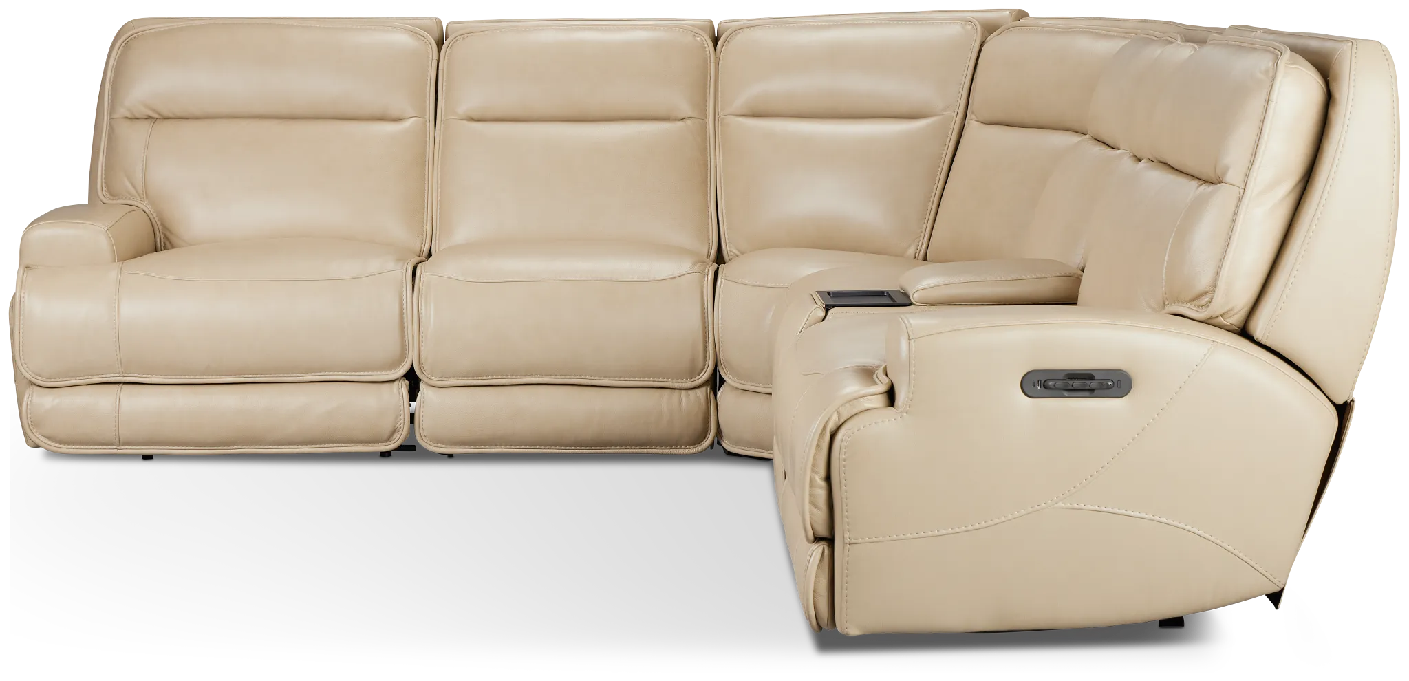 Casey Light Beige Lthr/vinyl Medium Dual Power 2-arm Reclining Sectional