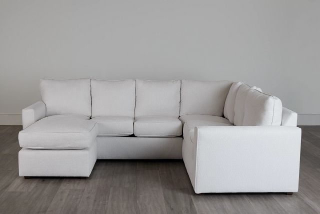 Avalon White Fabric Left Chaise Sectional