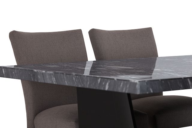 Auburn Dark Gray High Table & 4 Dark Gray Upholstered Barstools