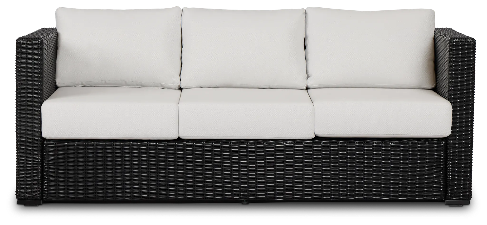 Montecito Black Sofa With Light Beige Cushions