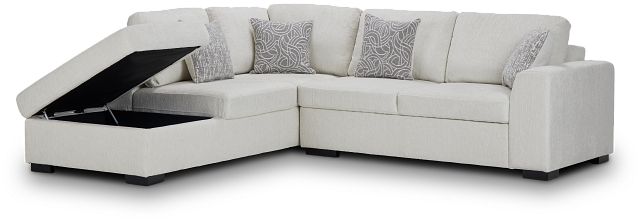 Blakely White Fabric Small Left Bumper Sectional