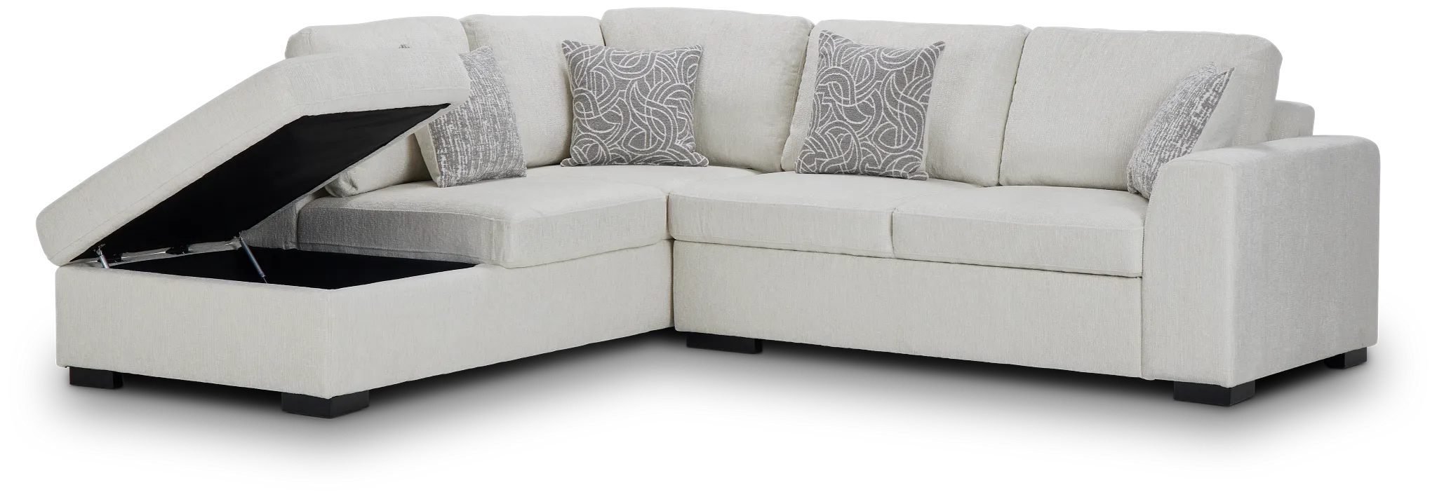 Blakely White Fabric Small Left Bumper Sectional