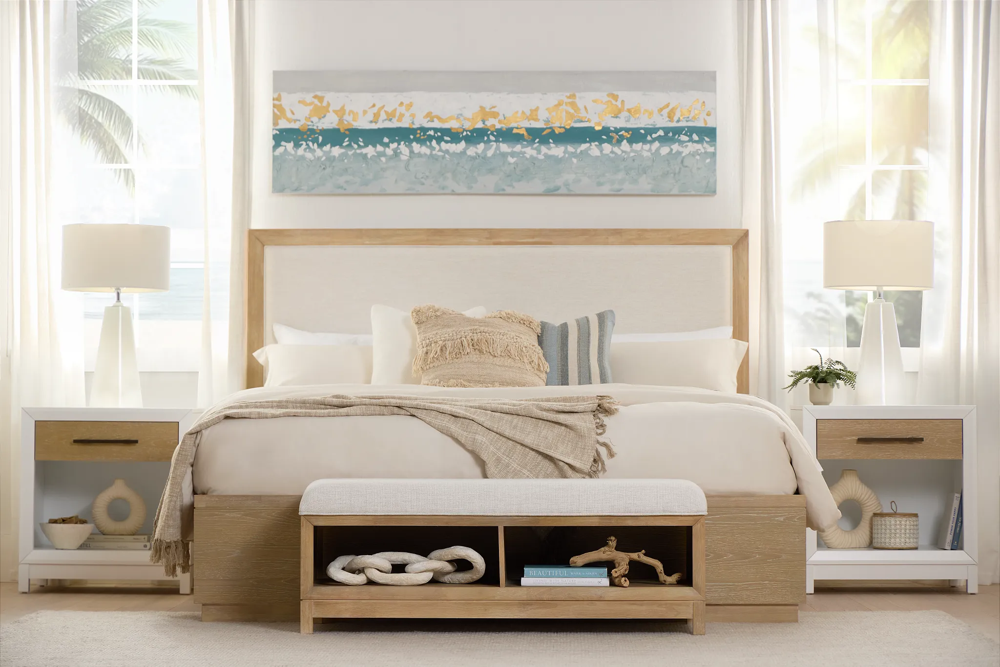 Boca Grande Two-tone Uph Platform Bed