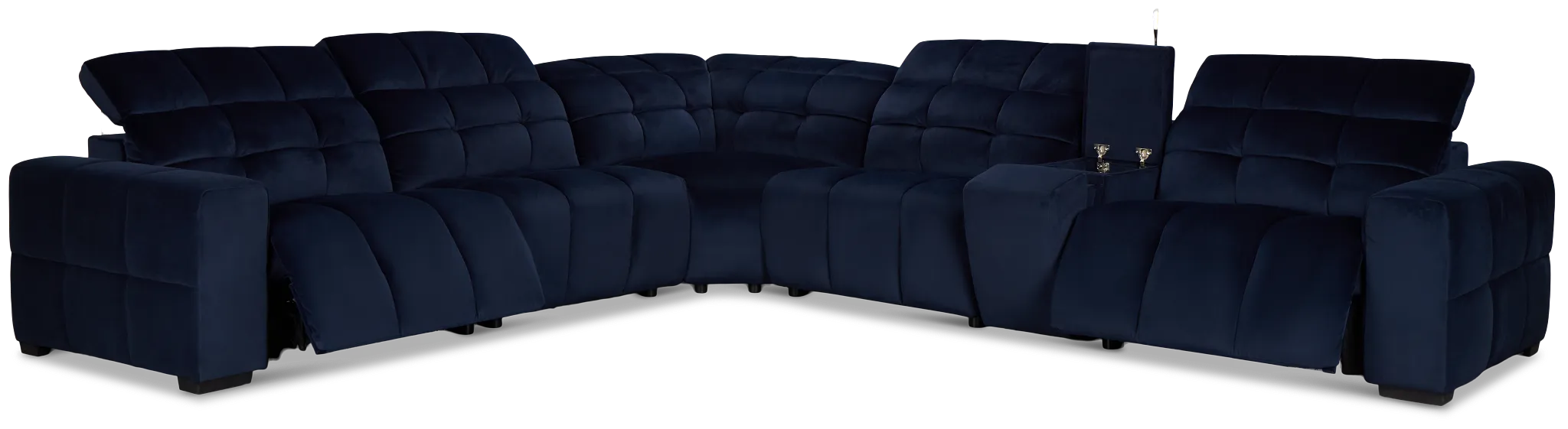 Gemma Navy Velvet Medium Triple Power 2-arm Sectional