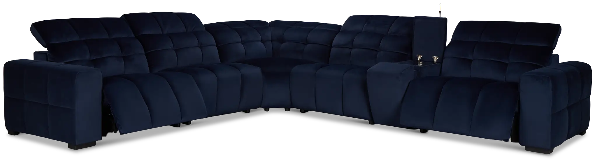 Gemma Navy Velvet Medium Triple Power 2-arm Sectional Gemma Navy Velvet Medium Triple Power 2-arm Sectional