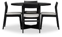 Santorini Black Round Table & 4 Upholstered Chairs
