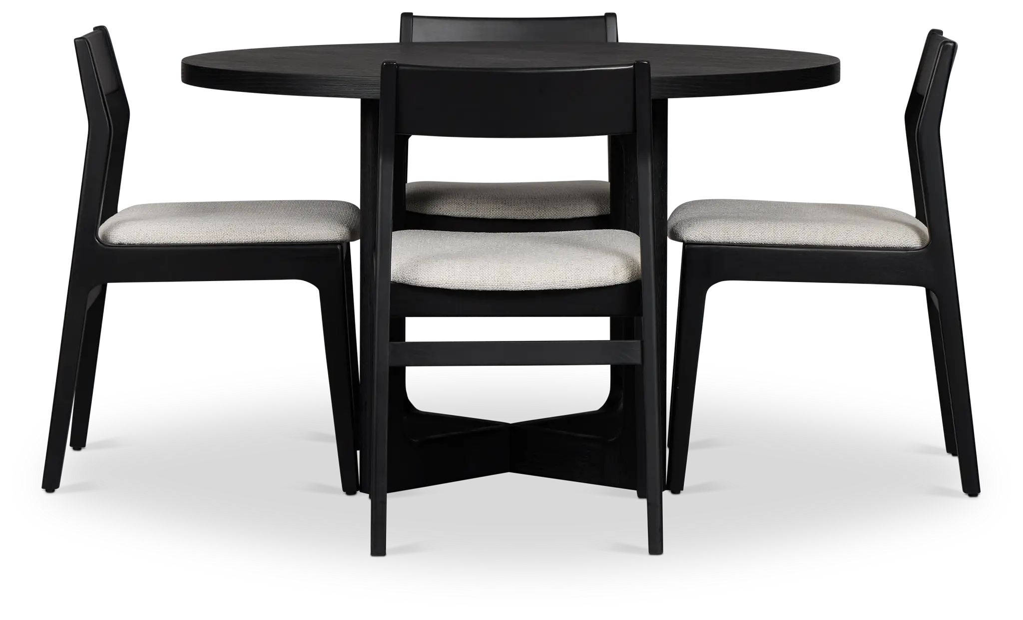 Santorini Black Round Table & 4 Upholstered Chairs Santorini Black Round Table & 4 Upholstered Chairs