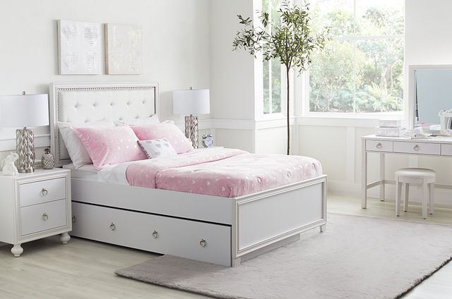 Isabella White Panel Trundle Bed (12)