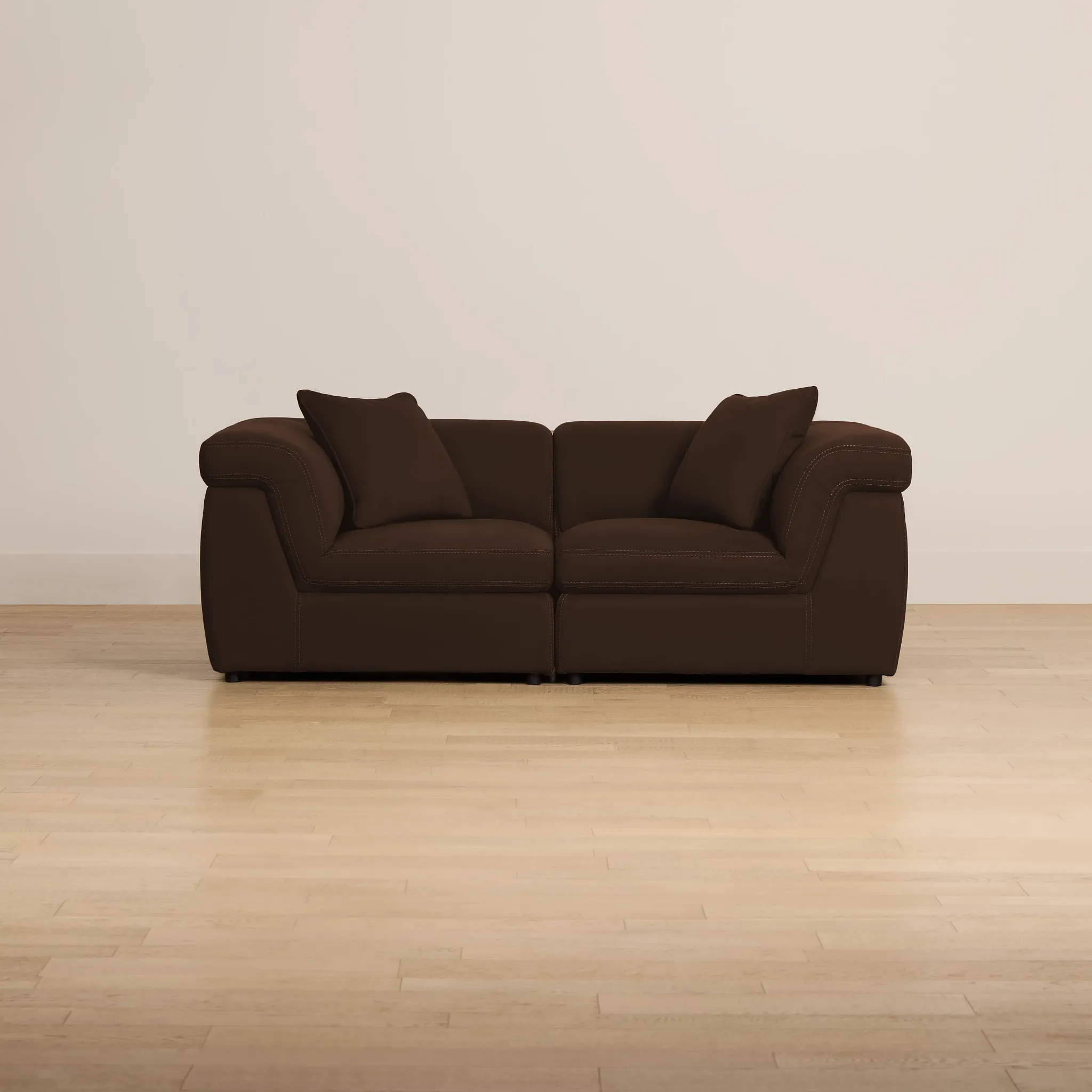 Aria Dark Brown Micro Immersive 2-piece Modular Sofa