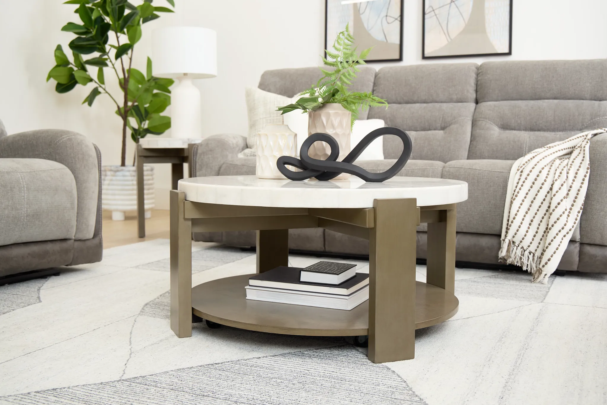 Kaleb White Marble Coffee Table