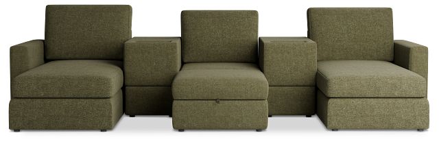 Citymod Green Fabric 6-piece Home Theater With Media Consoles