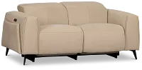 Reyna Beige Micro Power Reclining Sofa