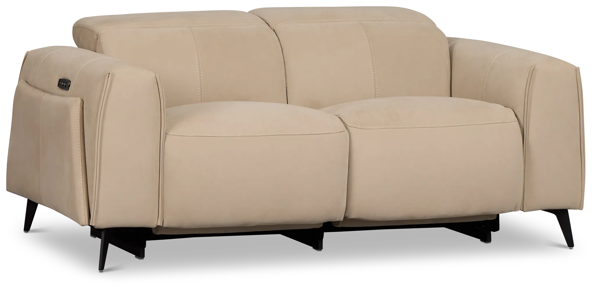 Reyna Beige Micro Power Reclining Sofa