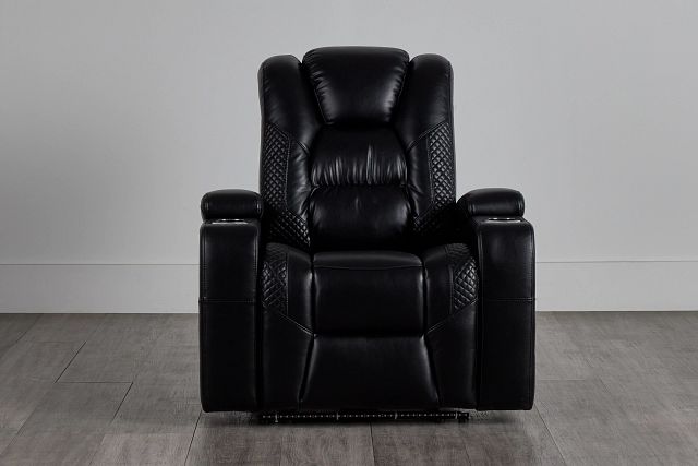 Troy Black Micro Power Recliner With Power Lumbar
