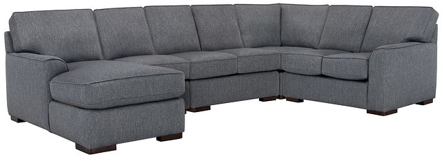 Austin Blue Fabric Large Left Chaise Sectional