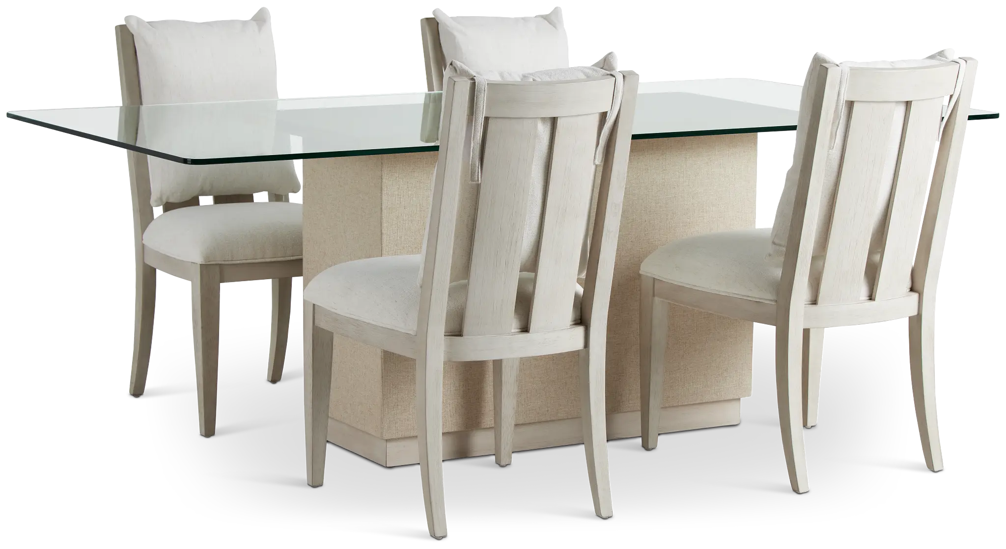 Marseilles Glass Rectangular Table & 4 Upholstered Chairs Marseilles Glass Rectangular Table & 4 Upholstered Chairs