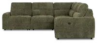 Hendrix Green Fabric Medium Tri Power 2 Arm Extension Chaise Sectional