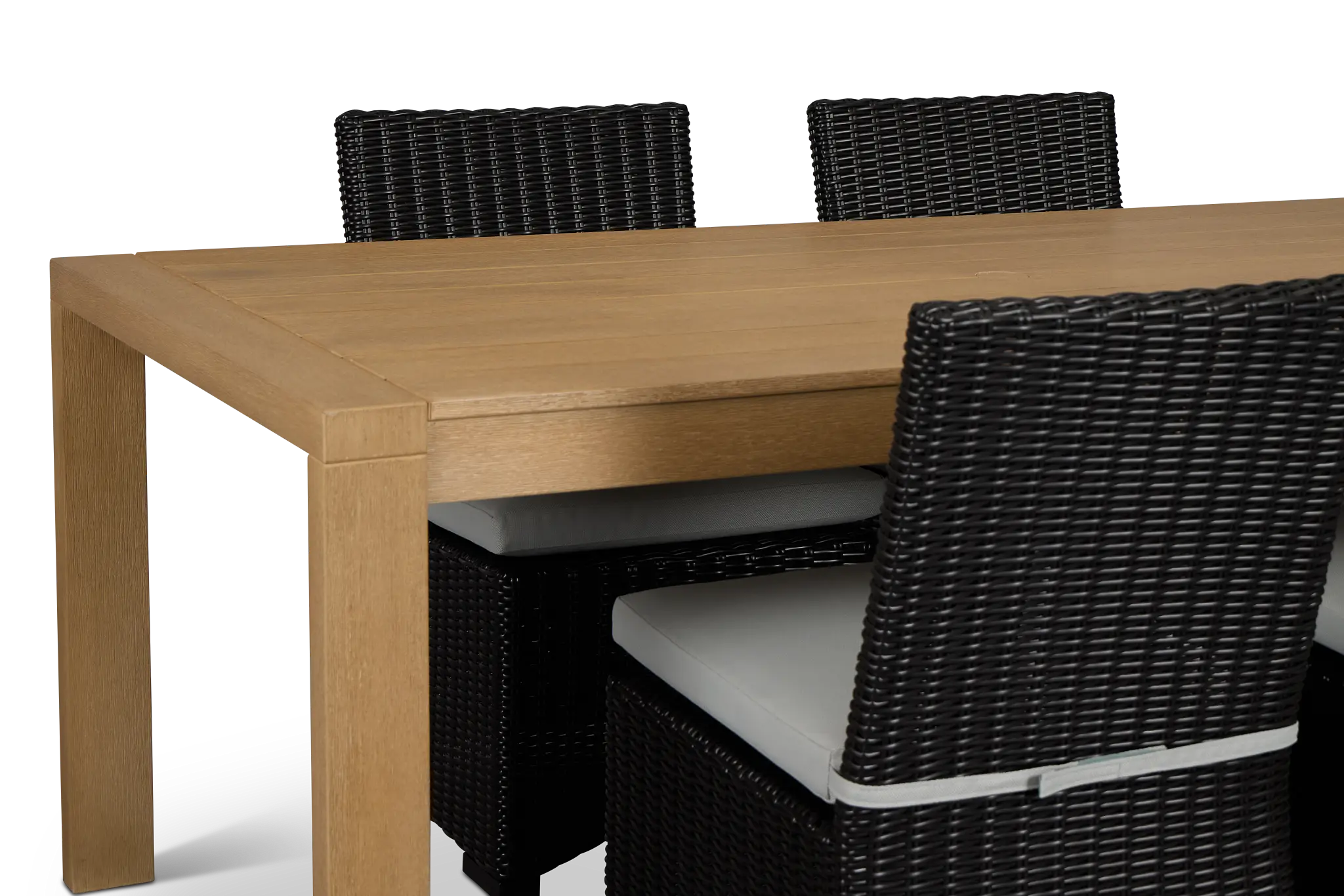 Montecito Mid Tone Rectangular Table & 4 Light Blue Cushioned Chairs Montecito Mid Tone Rectangular Table & 4 Light Blue Cushioned Chairs