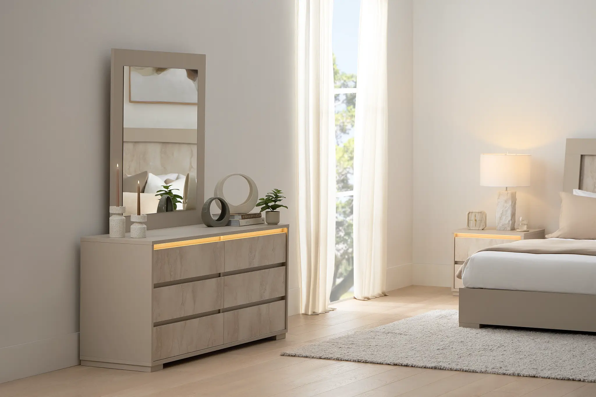 Valencia Light Tone Dresser & Mirror Valencia Light Tone Dresser & Mirror