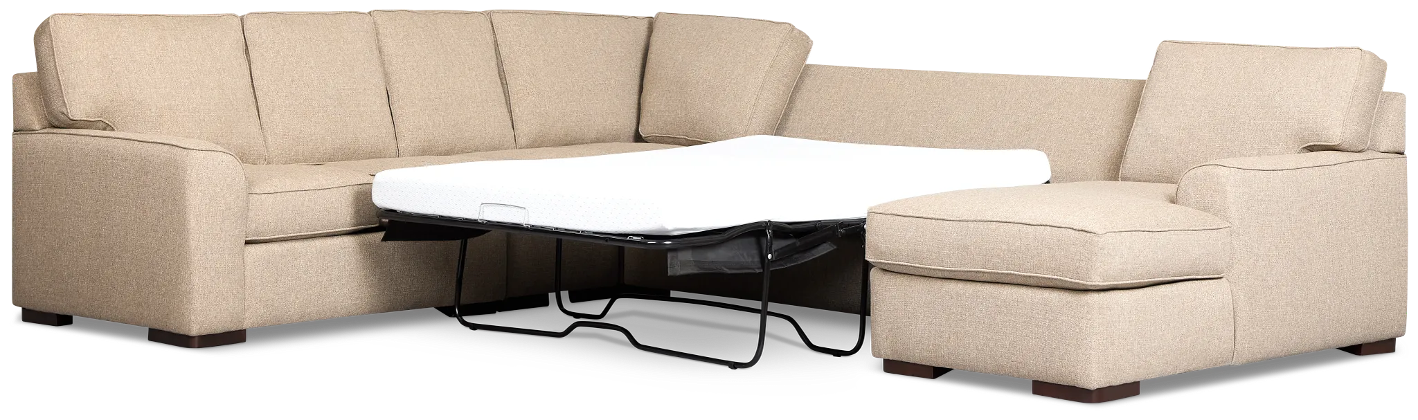 Sinclair Brown Fabric Right Chaise Memory Foam Sleeper Sectional