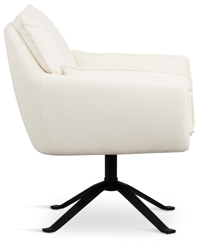 Farley White Micro Swivel Accent Chair