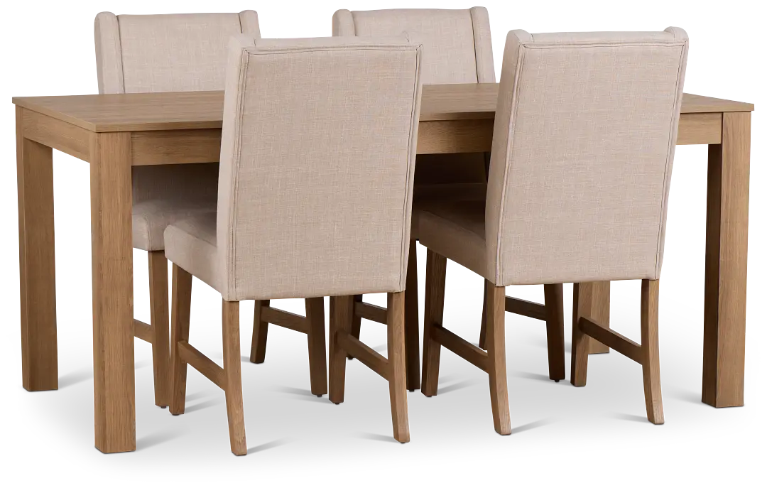 Delray Light Tone Rect Table & 4 Upholstered Chairs Delray Light Tone Rect Table & 4 Upholstered Chairs