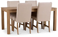 Delray Light Tone Rect Table & 4 Upholstered Chairs
