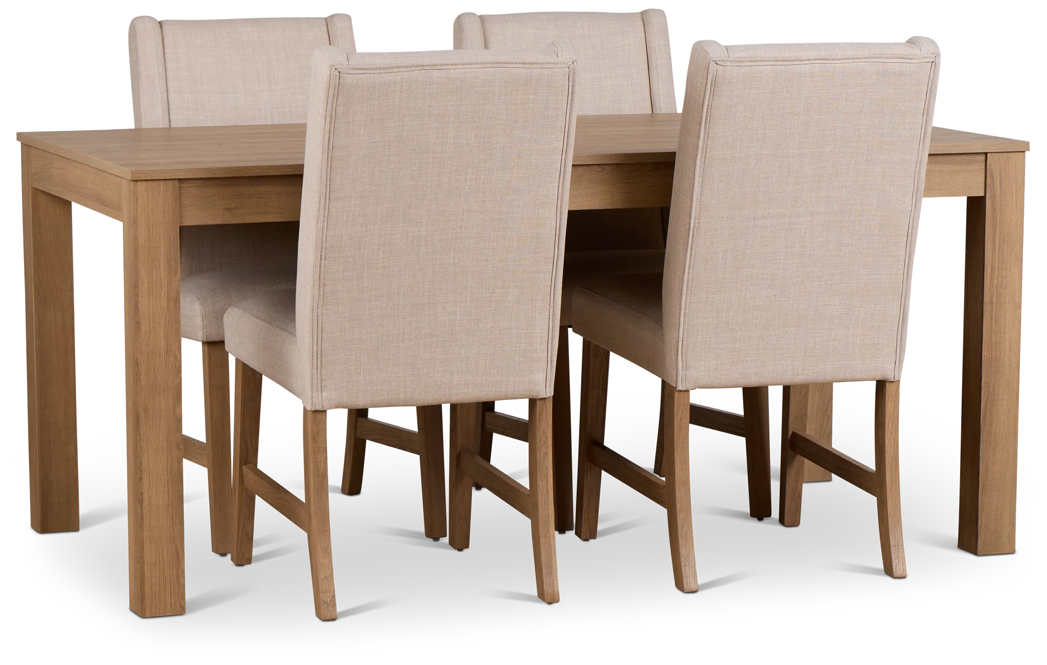 Delray Light Tone Rect Table & 4 Upholstered Chairs