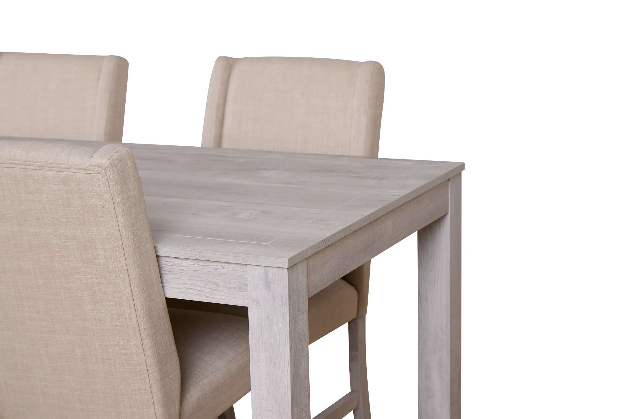 Delray White Rect Table & 4 Upholstered Chairs