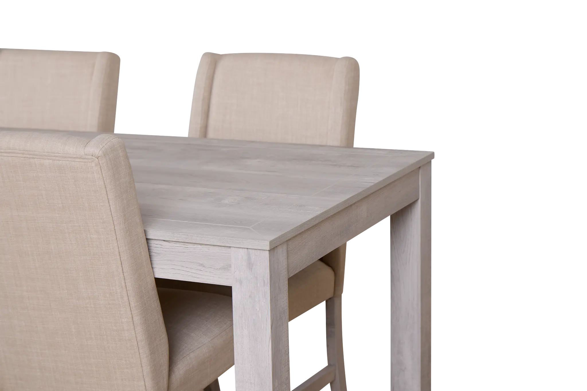 Delray White Rect Table & 4 Upholstered Chairs Delray White Rect Table & 4 Upholstered Chairs
