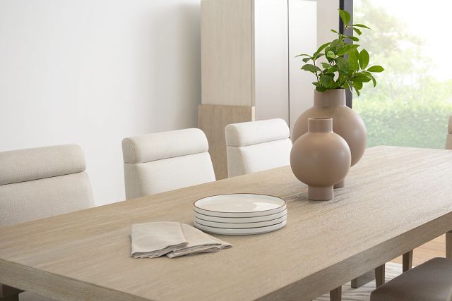 Miramar Light Tone Rectangular Table & 4 Upholstered Chairs