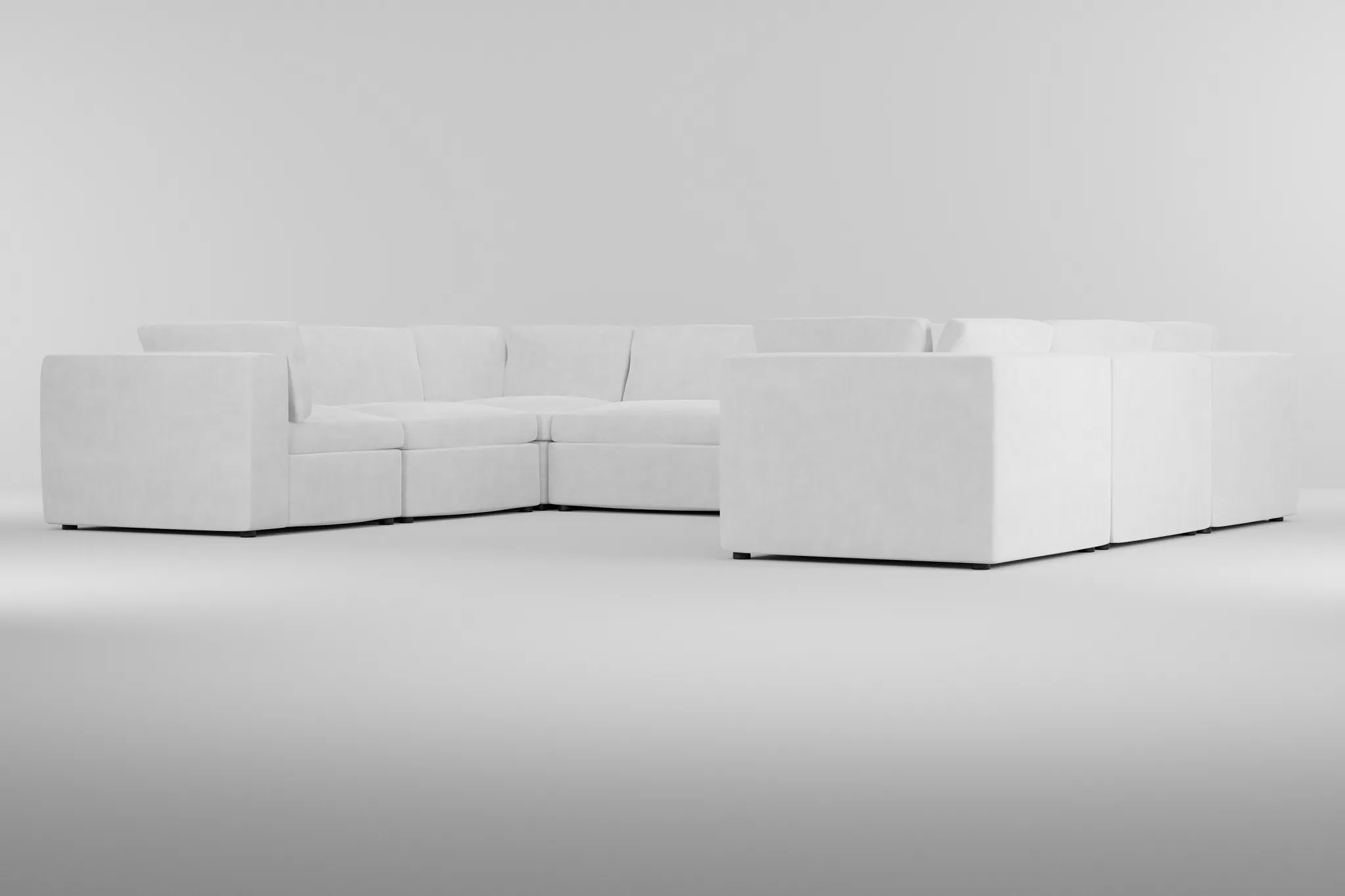 Destin Peyton White Fabric 8-piece Modular Sectional