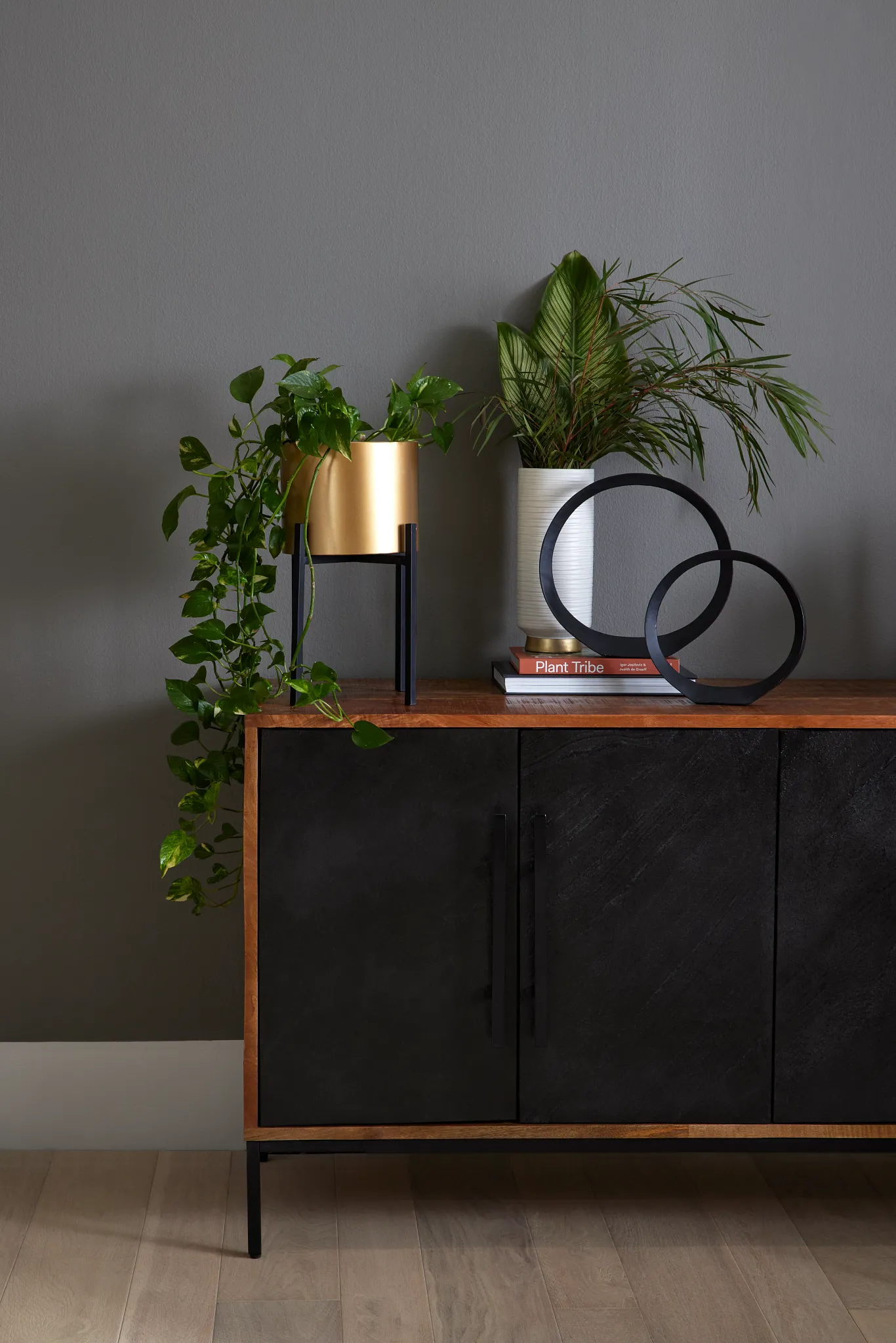 Zane Black Slate Four-door Cabinet