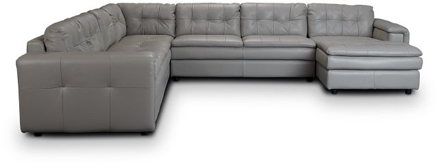 Rowan Gray Leather Large Right Chaise Sectional