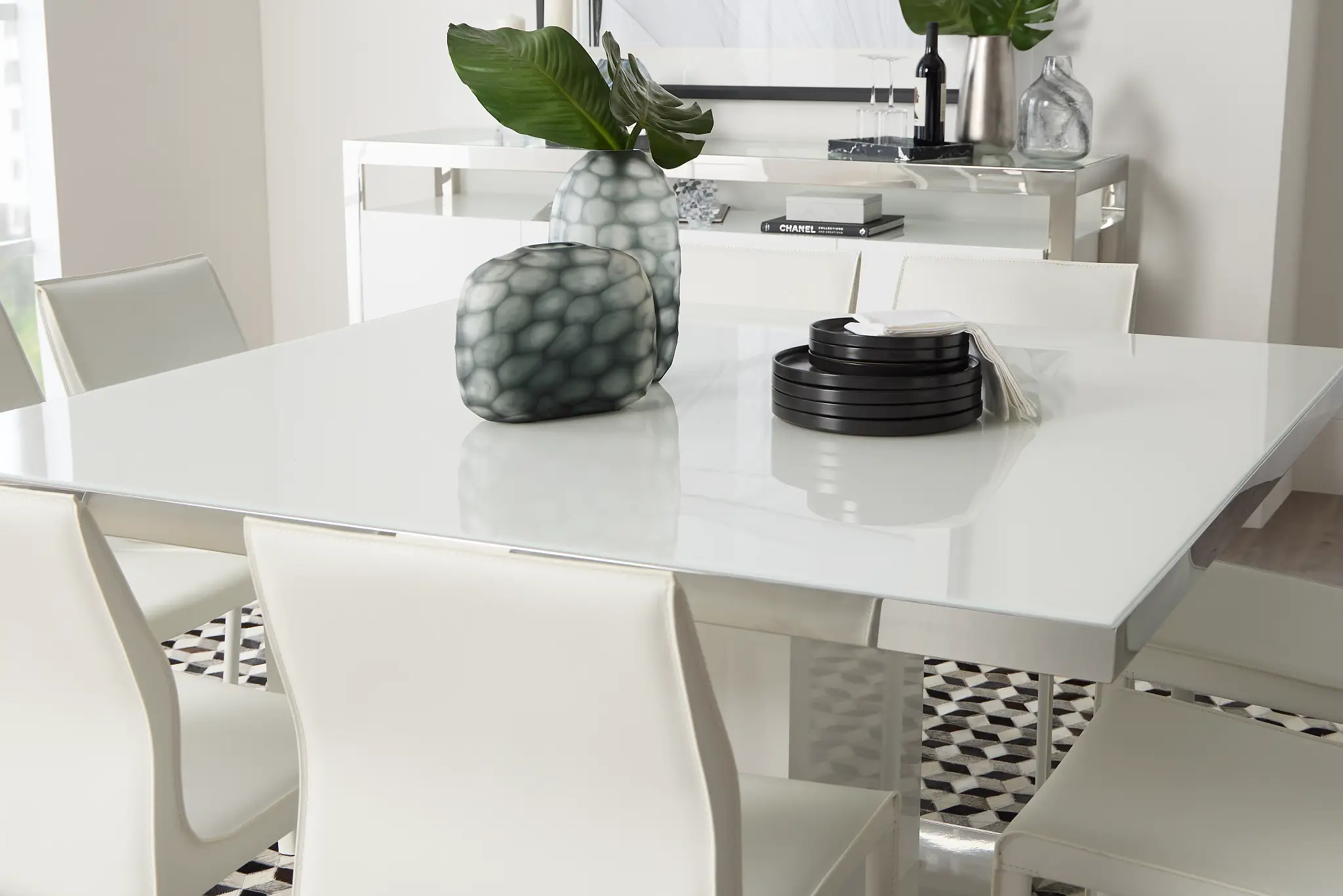 Miami White 59" Square Table Miami White 59" Square Table