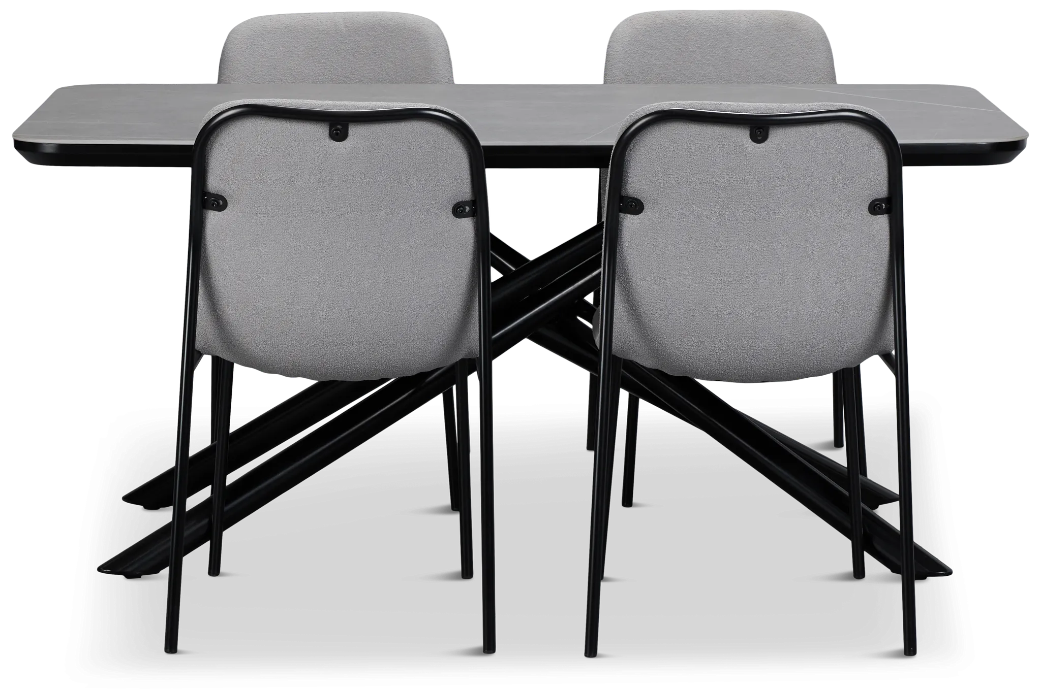 Palos Gray Rect Table & 4 Gray Upholstered Chairs