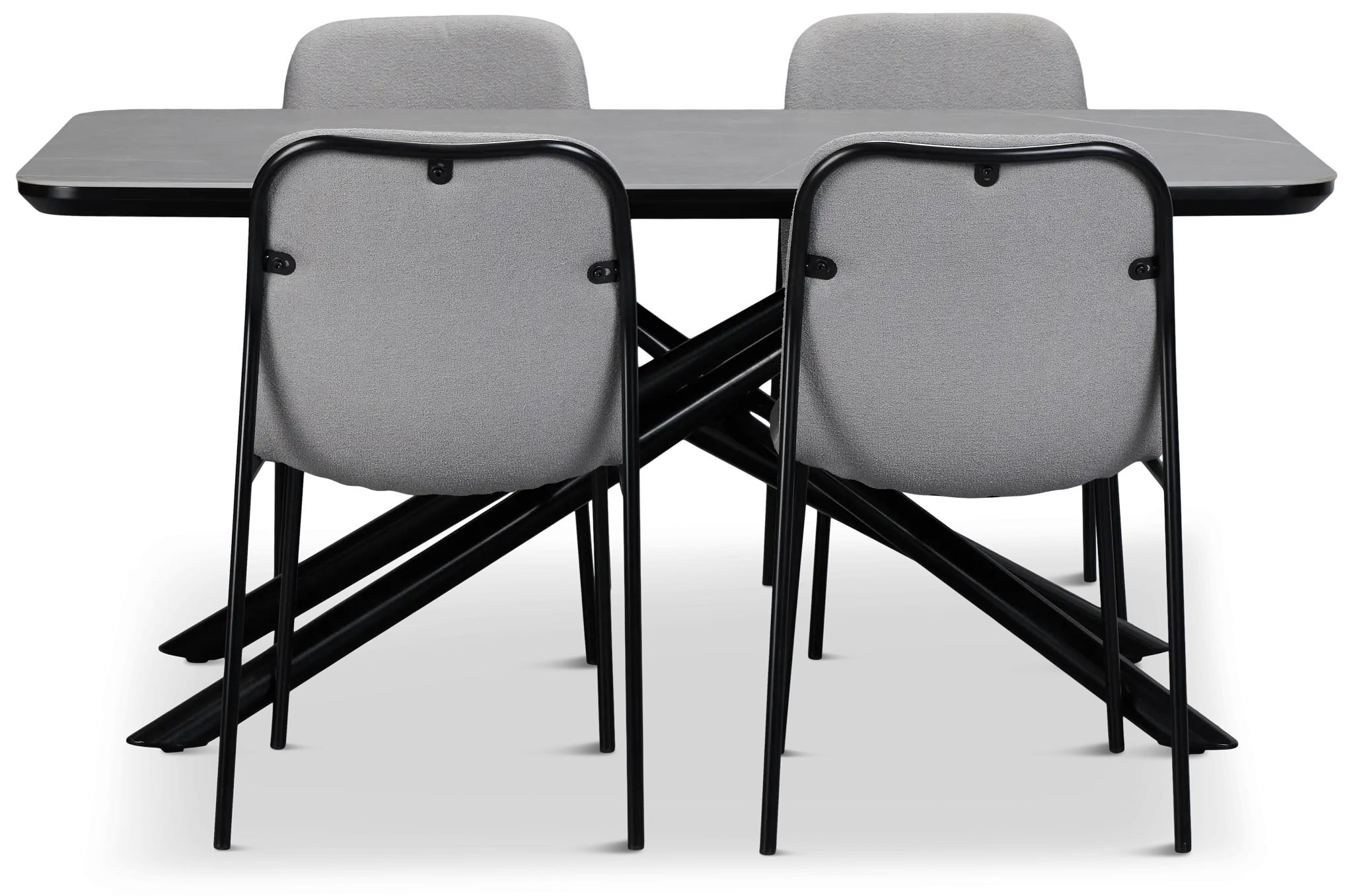 Palos Gray Rect Table & 4 Gray Upholstered Chairs Palos Gray Rect Table & 4 Gray Upholstered Chairs