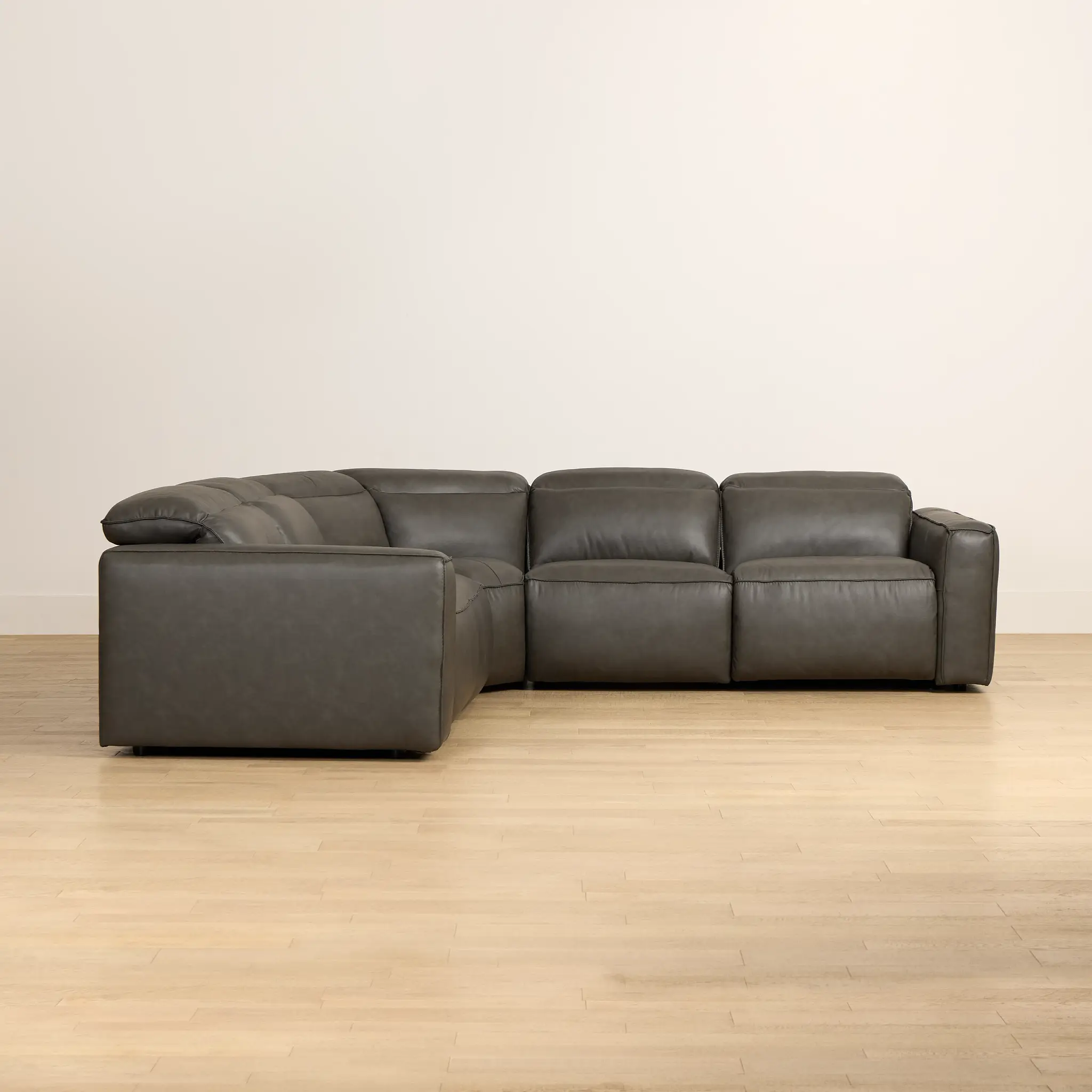 Ryland Dark Gray Lthr/vinyl Small Two-arm Power Reclining Sectional Ryland Dark Gray Lthr/vinyl Small Two-arm Power Reclining Sectional