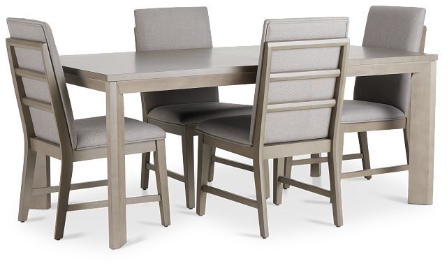 Zurich Gray Rect Table & 4 Upholstered Chairs