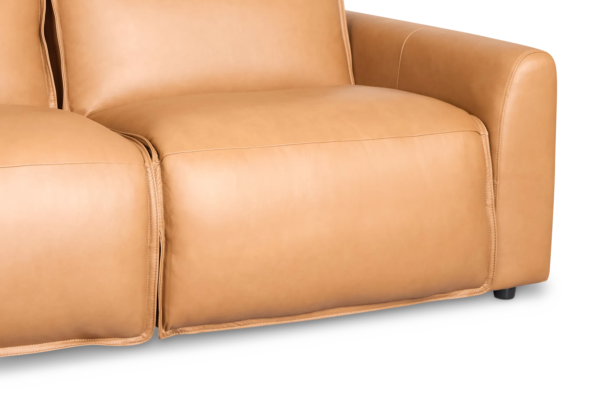 Edison Medium Brown Leather/Vinyl 3-piece Modular Power Sofa