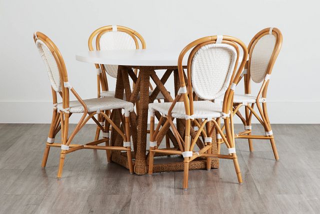 Greenwich Two-tone Round Table & 4 Rattan Chairs (0)