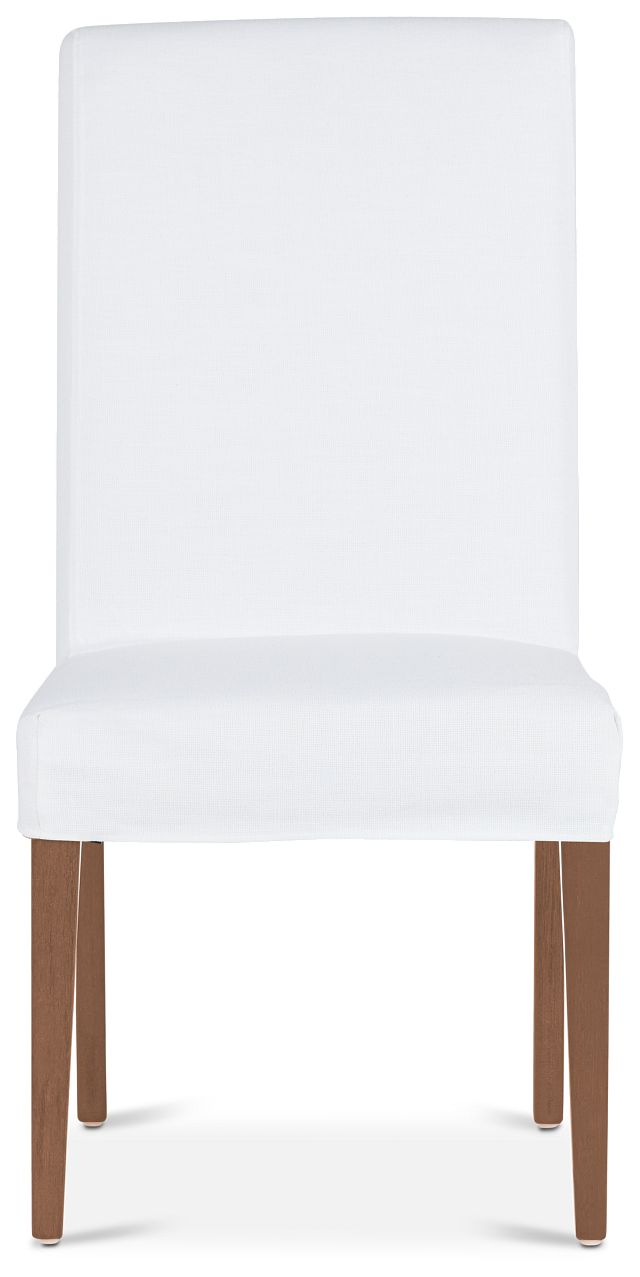 Destination White Short Slipcover Chair With Light Tone Leg