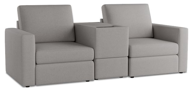 Citymod Light Gray Fabric 3-piece Modular Sofa With Media Console